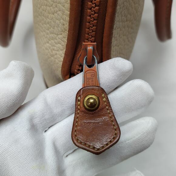 Dooney & Bourke Ivory Pebbled Leather Dommed Double Handle Zipper Satchel Bag - Picture 6 of 16